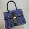 Delvaux Brillant-Dark Blue Denim Tote,Black Patent ...