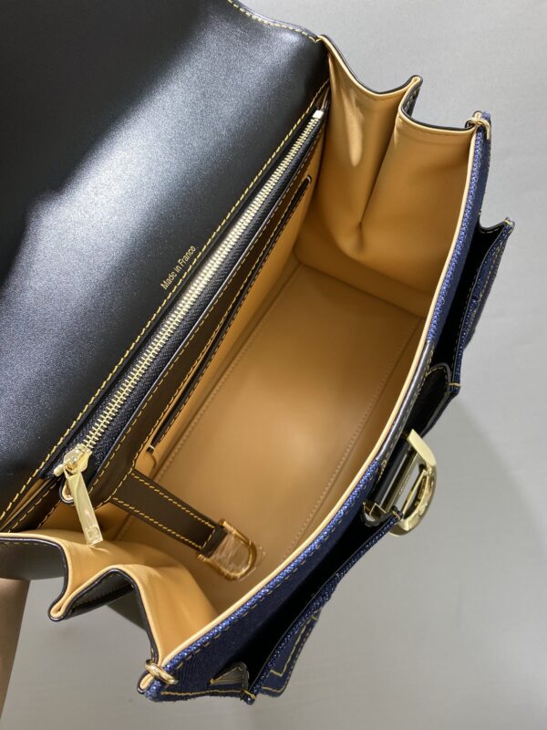 Delvaux Brillant-Dark Blue Denim Tote,Black Patent ...