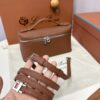Loro Piana Women Extra Pocket Pouch L19 in Ostrich BAG BROWN Leather-Maroon Delvaux 02499