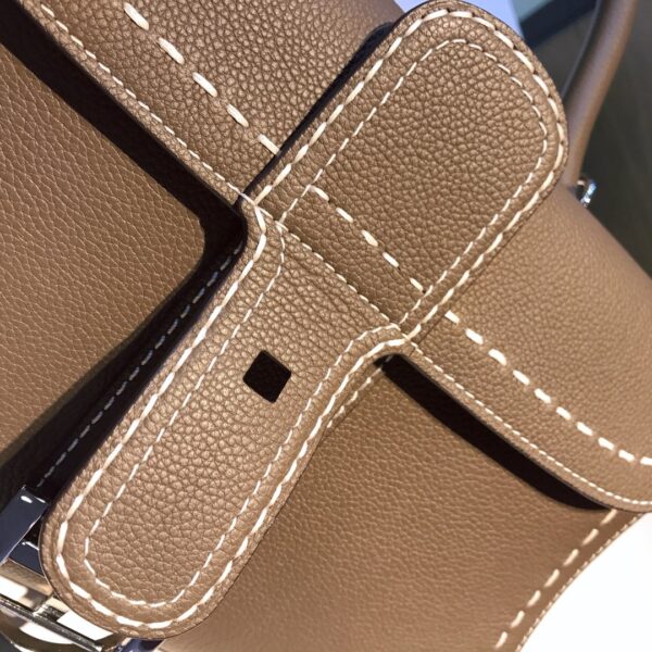 Delvaux brown Grey Leather Mini Brillant East/West Top Handle