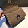 Delvaux brown Grey Leather Mini Brillant East/West Top Handle