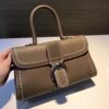 Delvaux brown Grey Leather Mini Brillant East/West Top Handle
