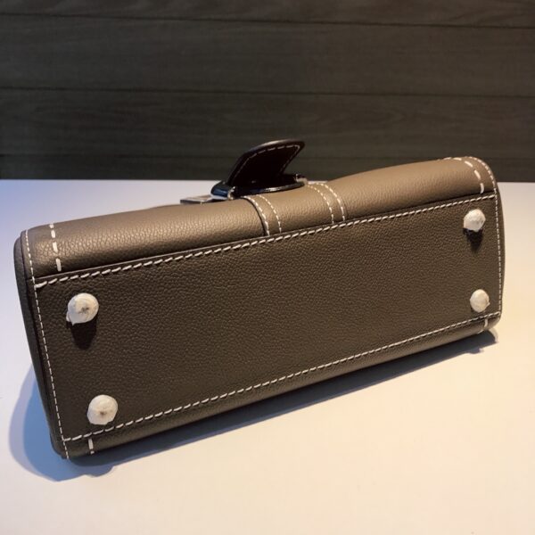 Delvaux brown Grey Leather Mini Brillant East/West Top Handle