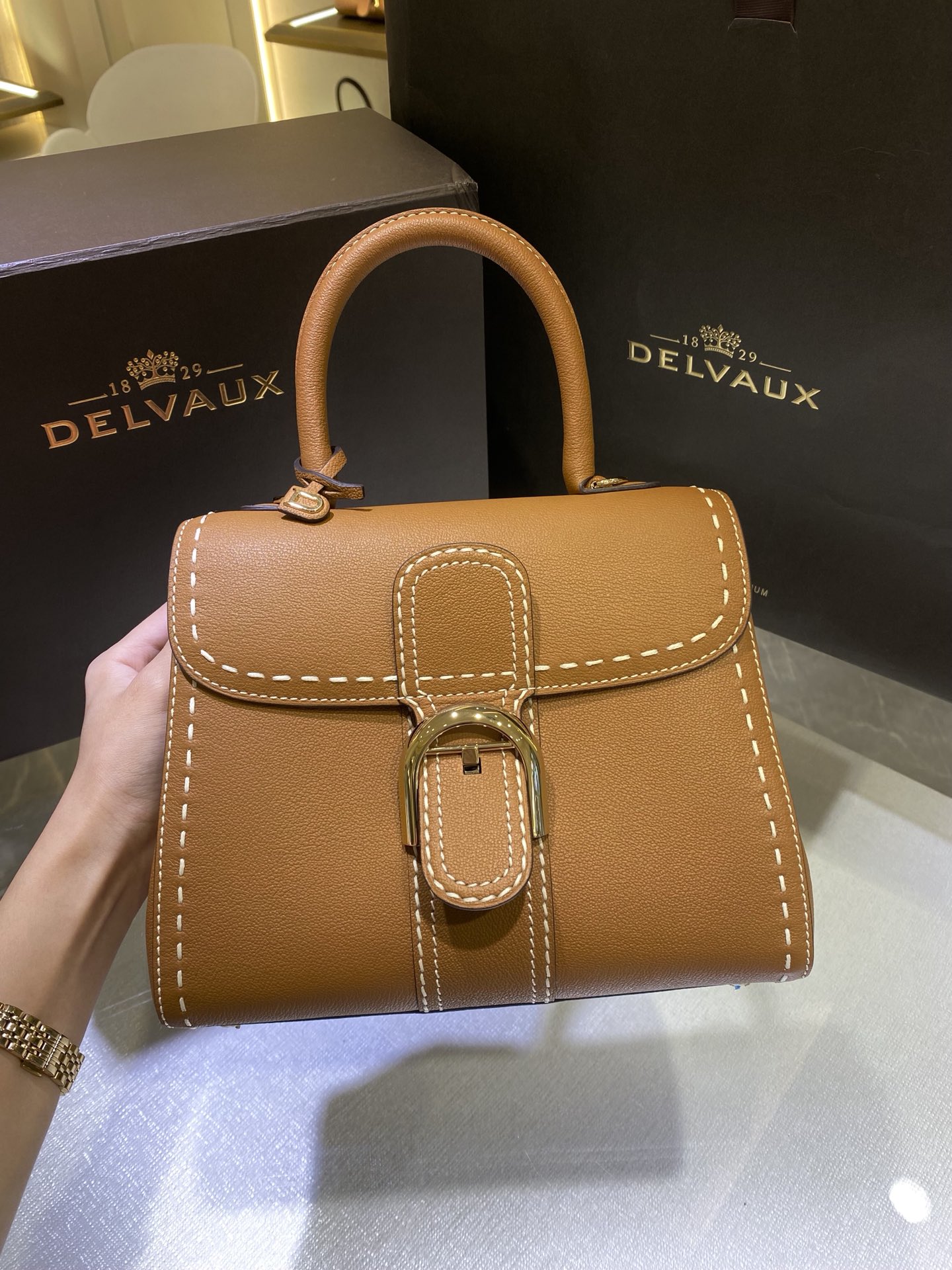 Delvaux Delvaux Delvaux Leather Handbag Brown