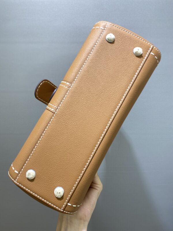 Delvaux Brown Leather Mini Brillant East/West Top Handle
