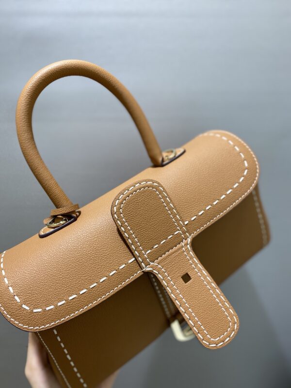 Delvaux Brown Leather Mini Brillant East/West Top Handle