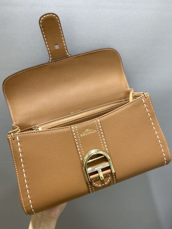 Delvaux Brown Leather Mini Brillant East/West Top Handle