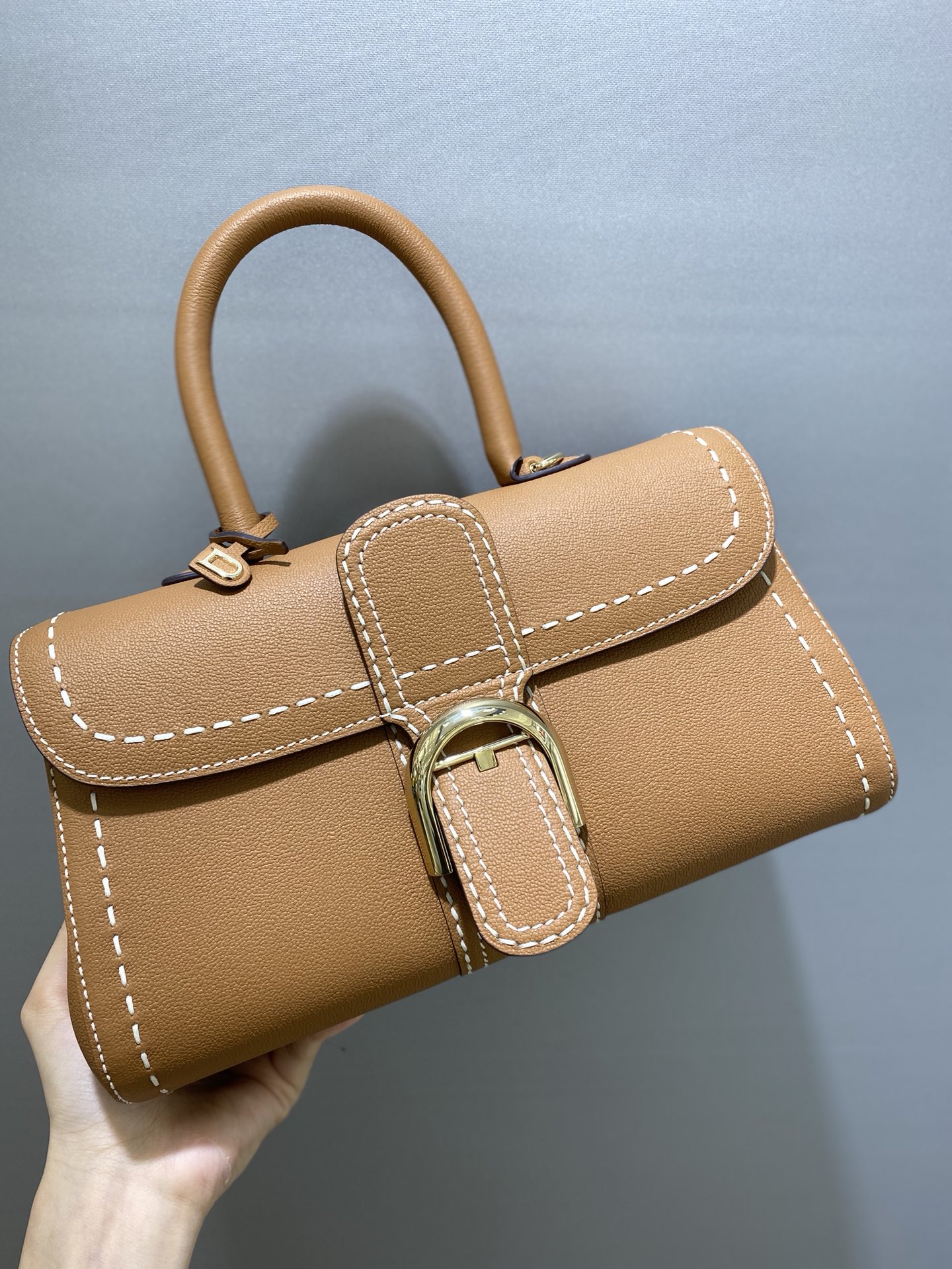 Delvaux Brown Leather Mini Brillant East/West Top Handle