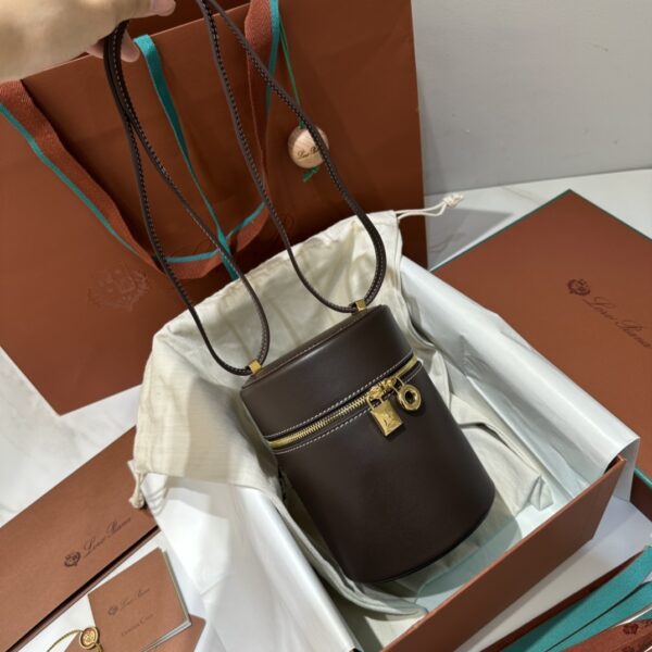 Loro Piana Extra Case Medium Saddle Leather Bucket Bag In brown