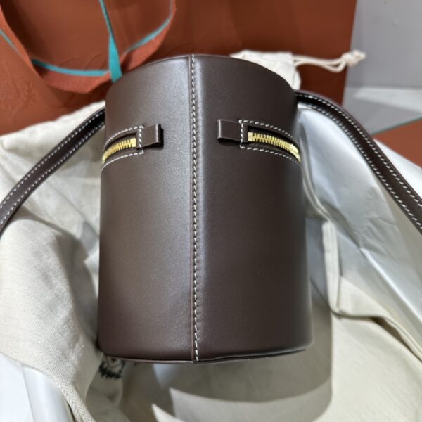 Loro Piana Extra Case Medium Saddle Leather Bucket Bag In brown