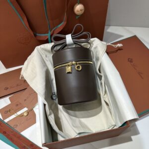 Loro Piana Extra Case Medium Saddle Leather Bucket Bag In brown