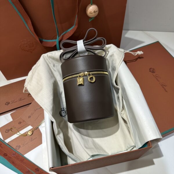 Loro Piana Extra Case Medium Saddle Leather Bucket Bag In brown