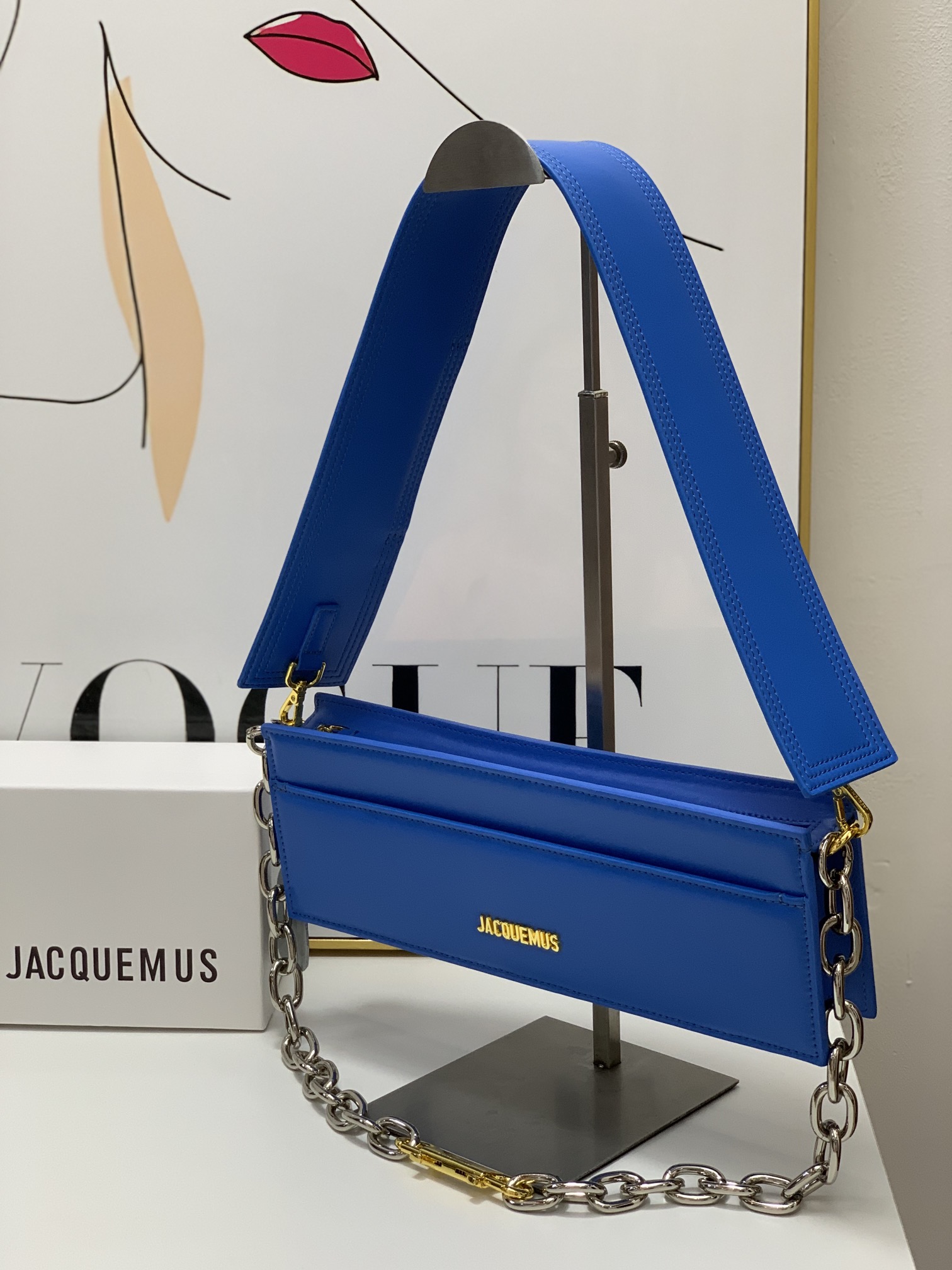 Jacquemus Le Ciuciu Blue in Leather with Gold/Silver-tone –