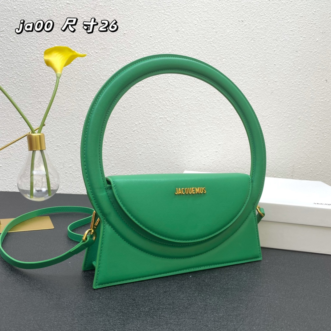 Jacquemus Le Sac Rond Leather Shoulder Bag In green