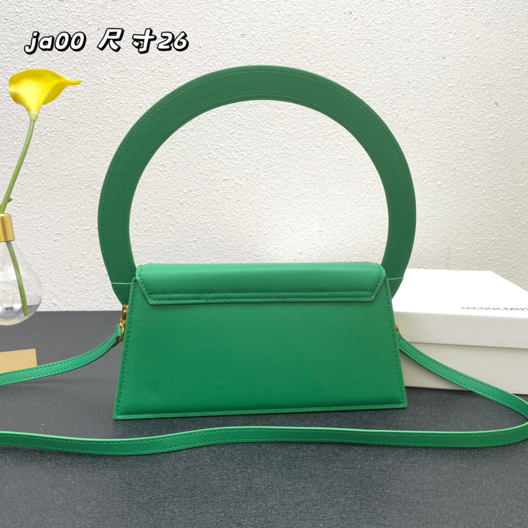 Jacquemus Le Sac Rond Leather Shoulder Bag In green