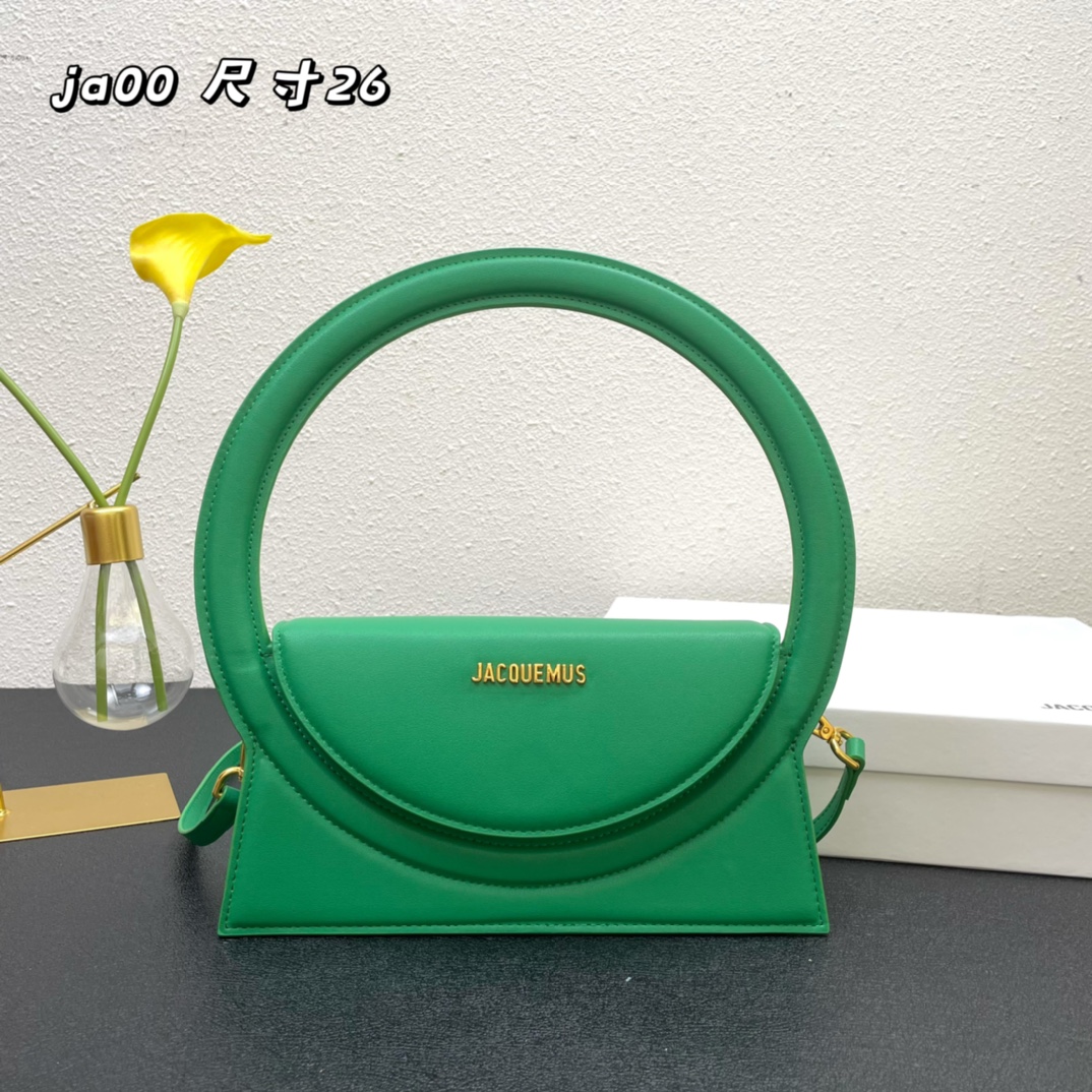 Jacquemus Le Sac Rond Leather Shoulder Bag In green