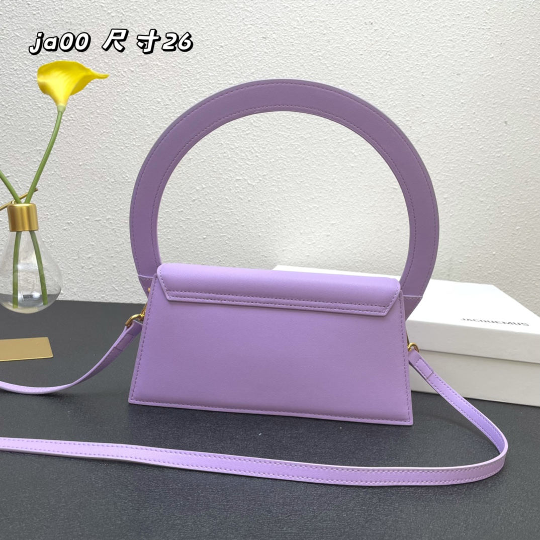Jacquemus Le Sac Rond Leather Shoulder Bag In pruple
