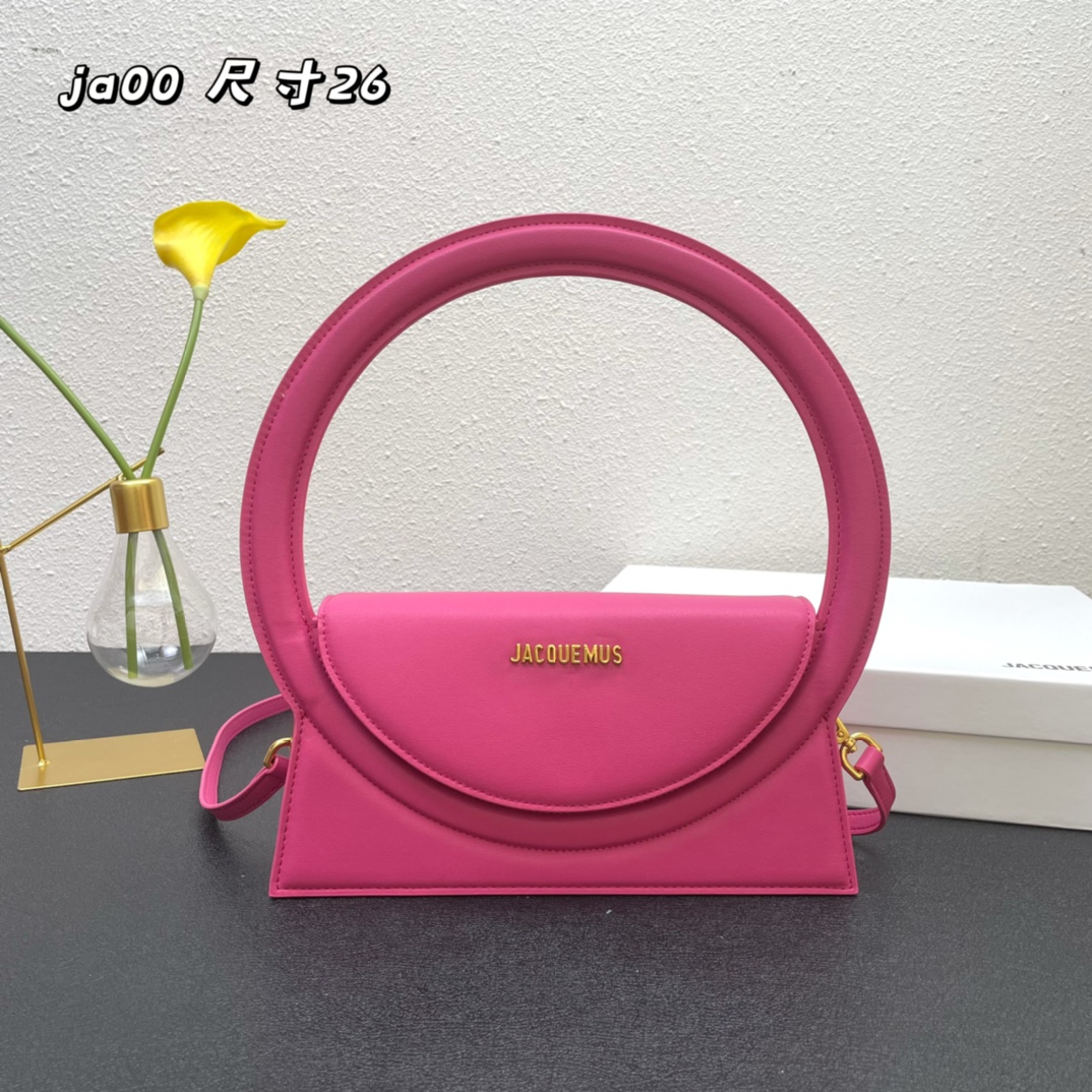 Jacquemus Le Sac Rond Leather Shoulder Bag In pink