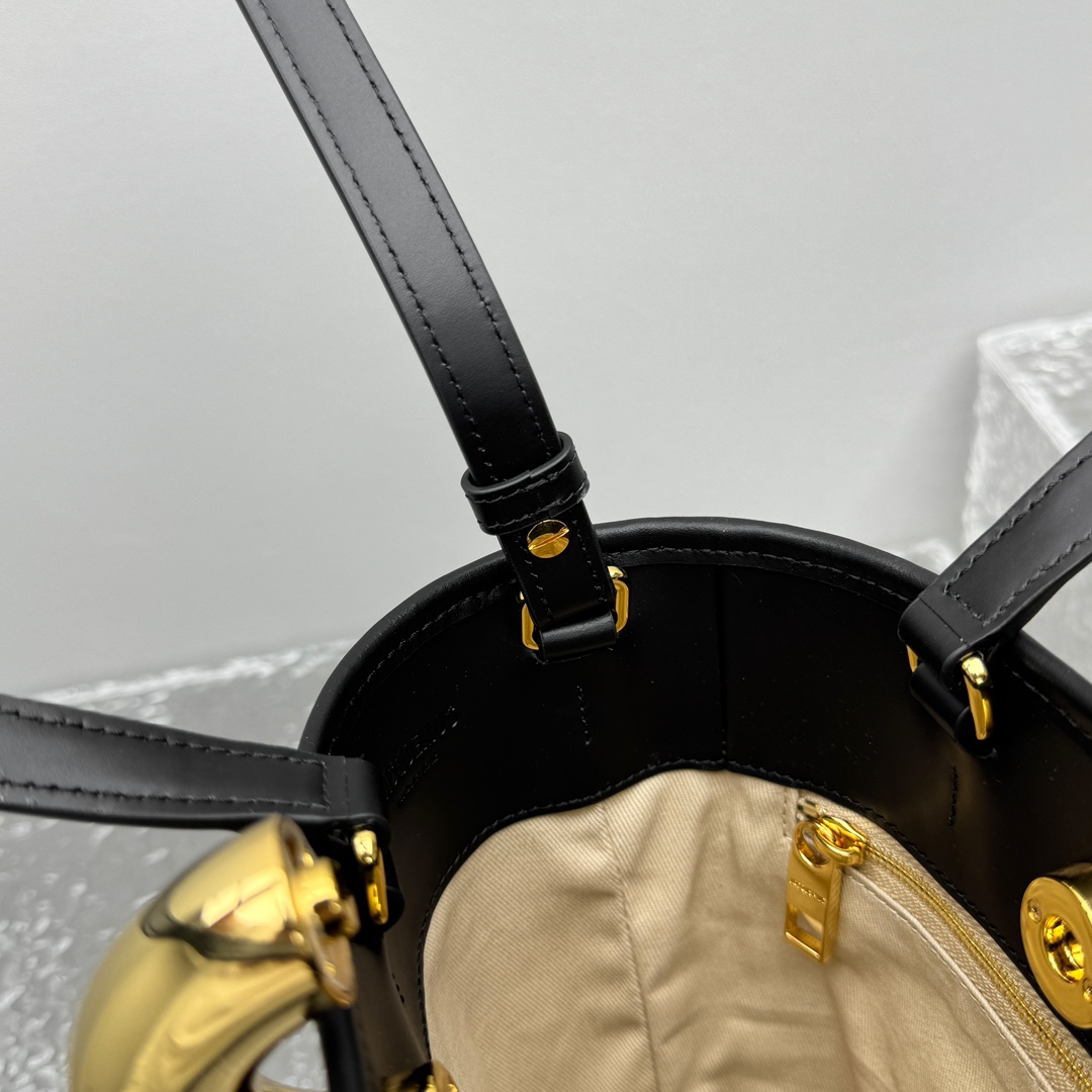 Light Greige and Black Le Petit Bambola Bag in Linen and