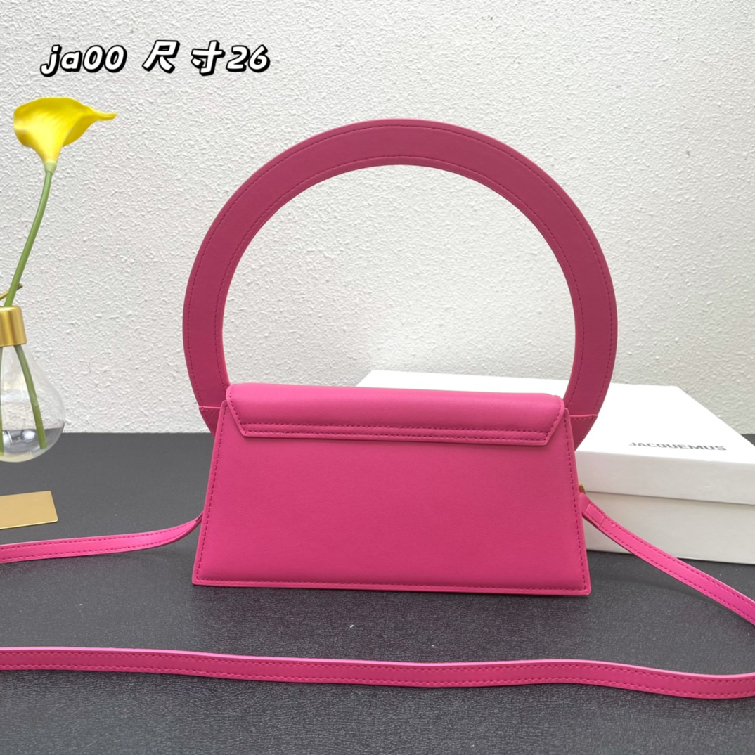 Jacquemus Le Sac Rond Leather Shoulder Bag In pink