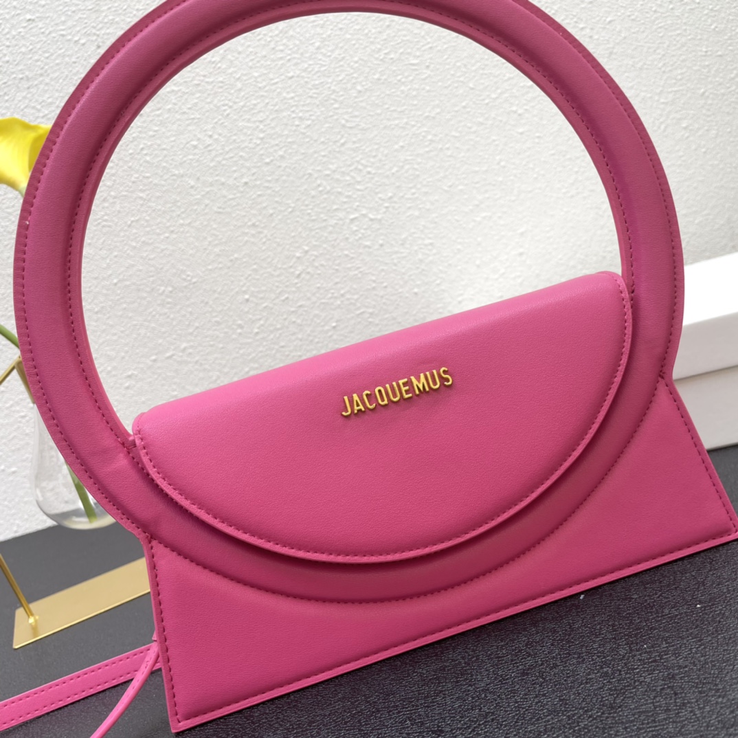 Jacquemus Le Sac Rond Leather Shoulder Bag In pink