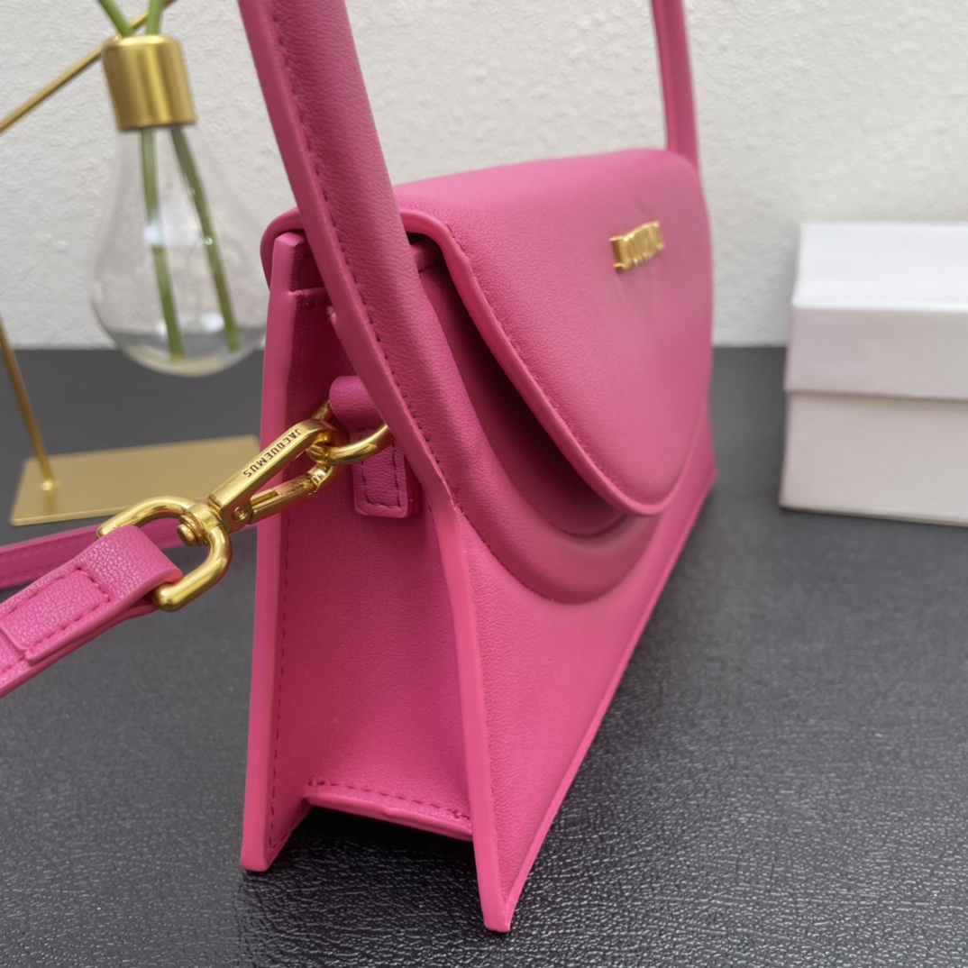 Jacquemus Le Sac Rond Leather Shoulder Bag In pink