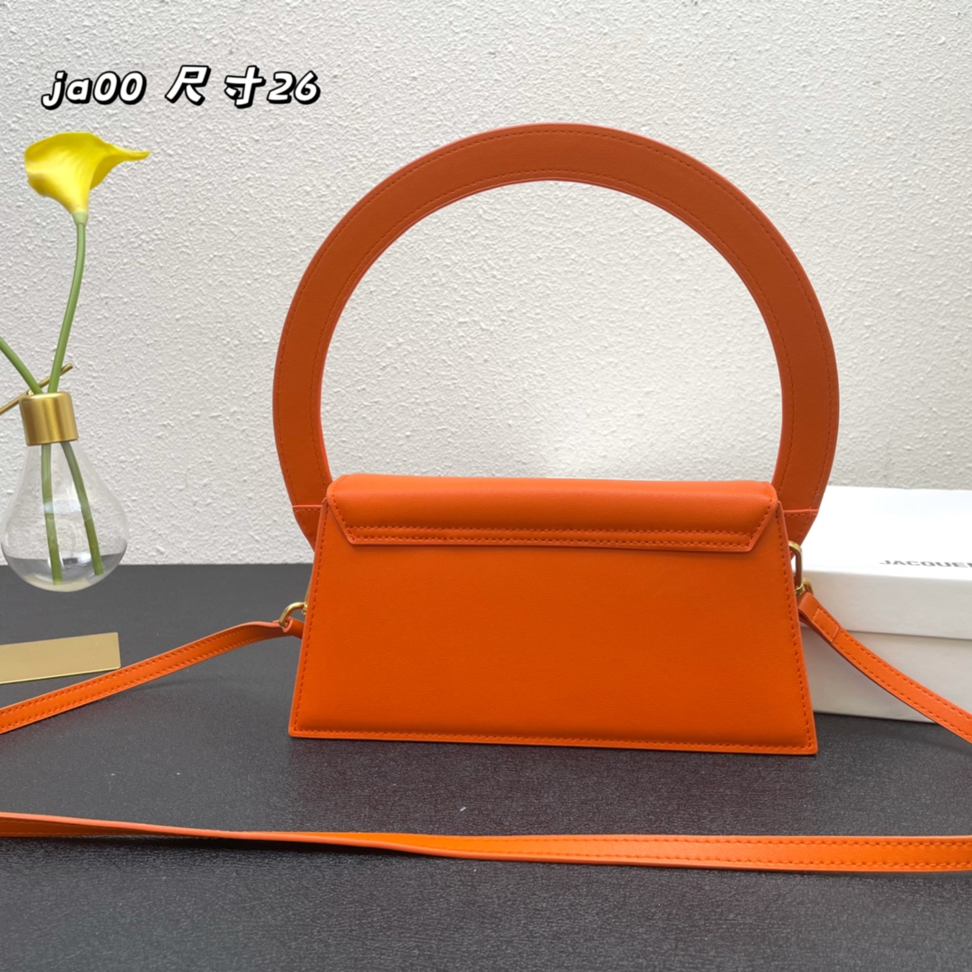 Jacquemus Le Sac Rond Leather Shoulder Bag In orange