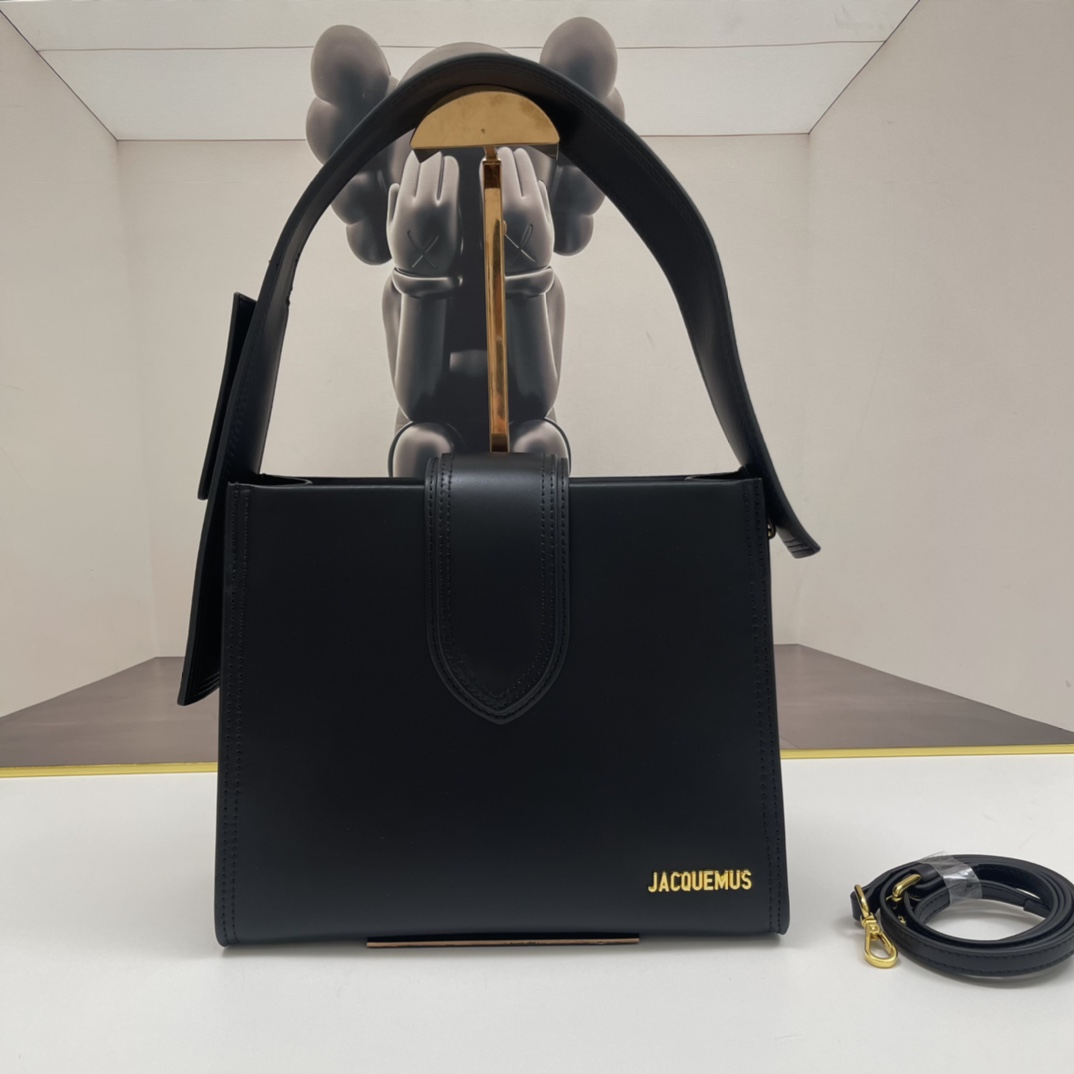 Jacquemus Black Leather Le Bambino 24 Shoulder Bag