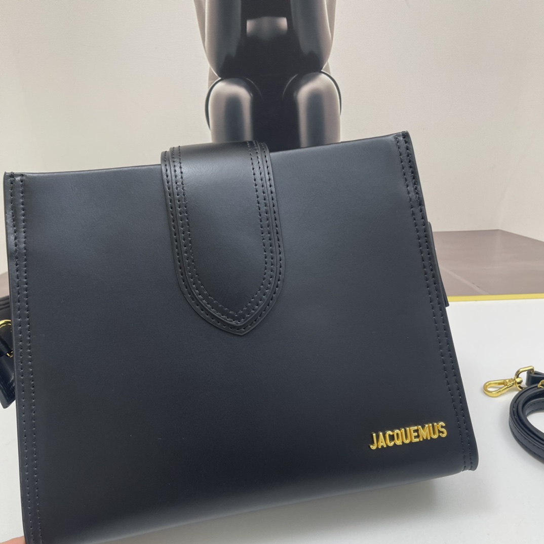 Jacquemus Black Leather Le Bambino 24 Shoulder Bag