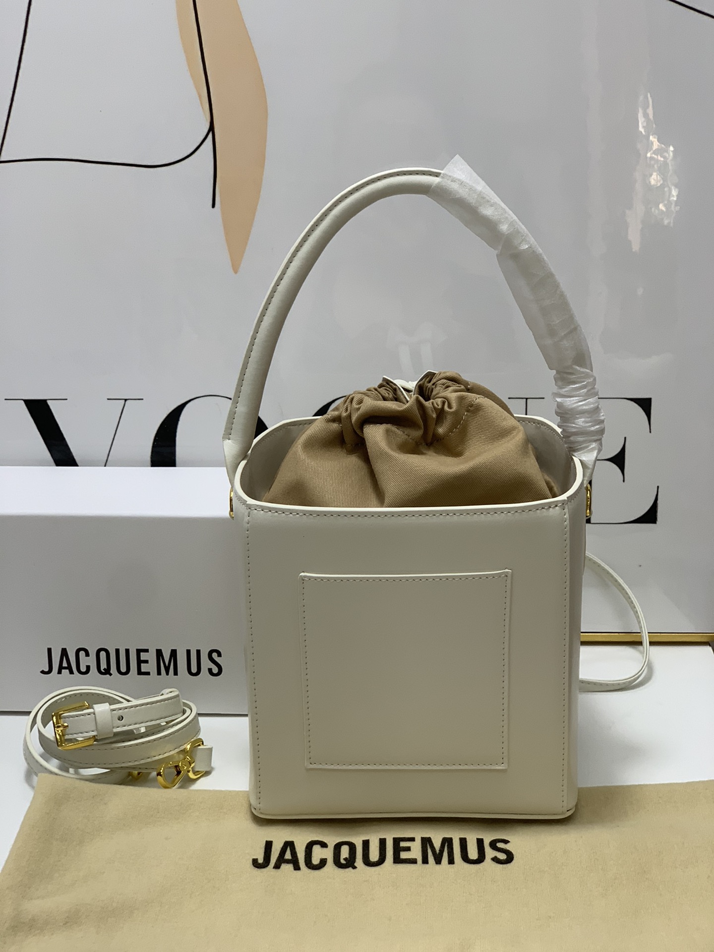 Jacquemus grey Leather Le Seau Carre Bucket Ba
