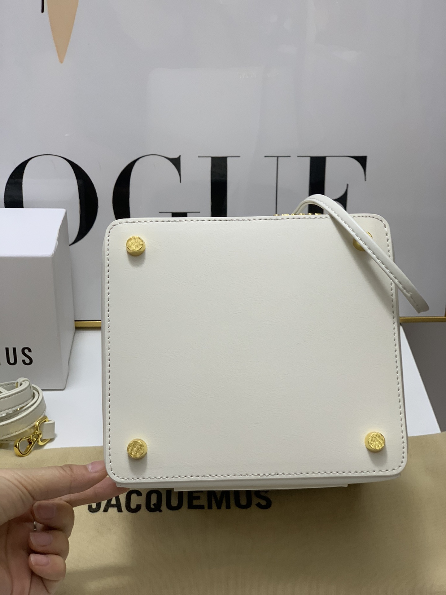 Jacquemus grey Leather Le Seau Carre Bucket Ba