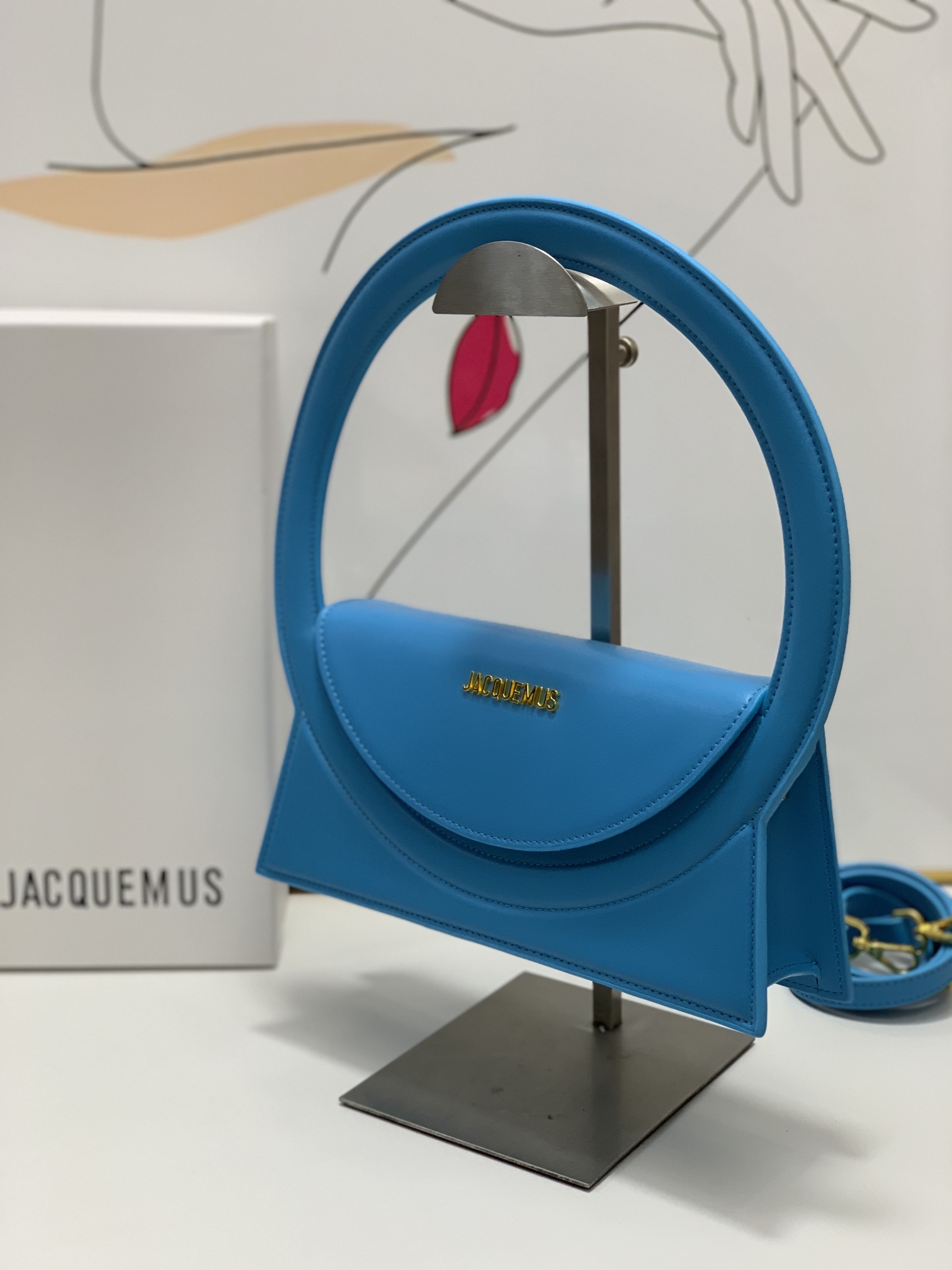 Jacquemus blue Le Raphia 'Le Sac Rond' Ba