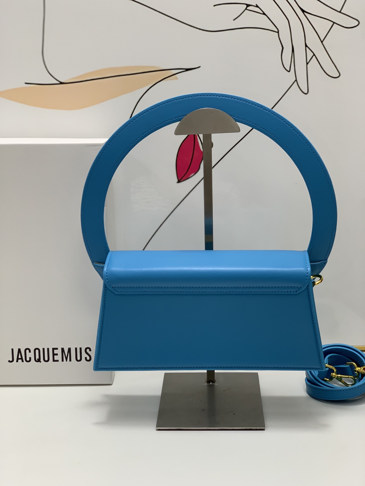 Jacquemus blue Le Raphia 'Le Sac Rond' Ba