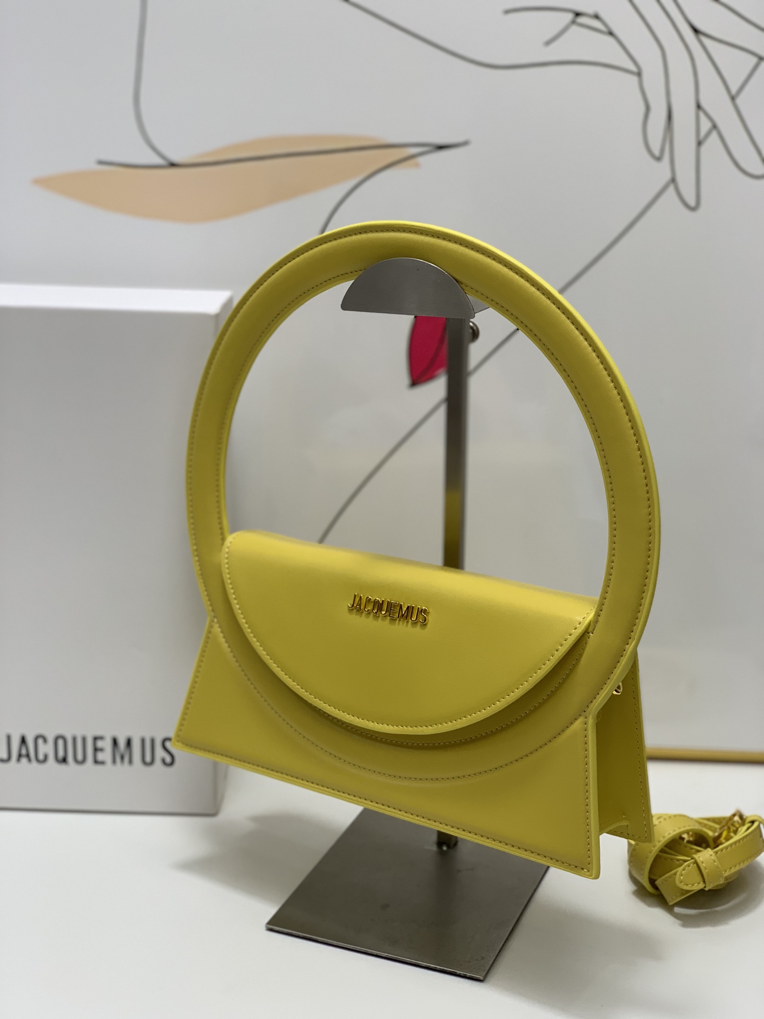 Jacquemus yellow Le Raphia 'Le Sac Rond' Ba