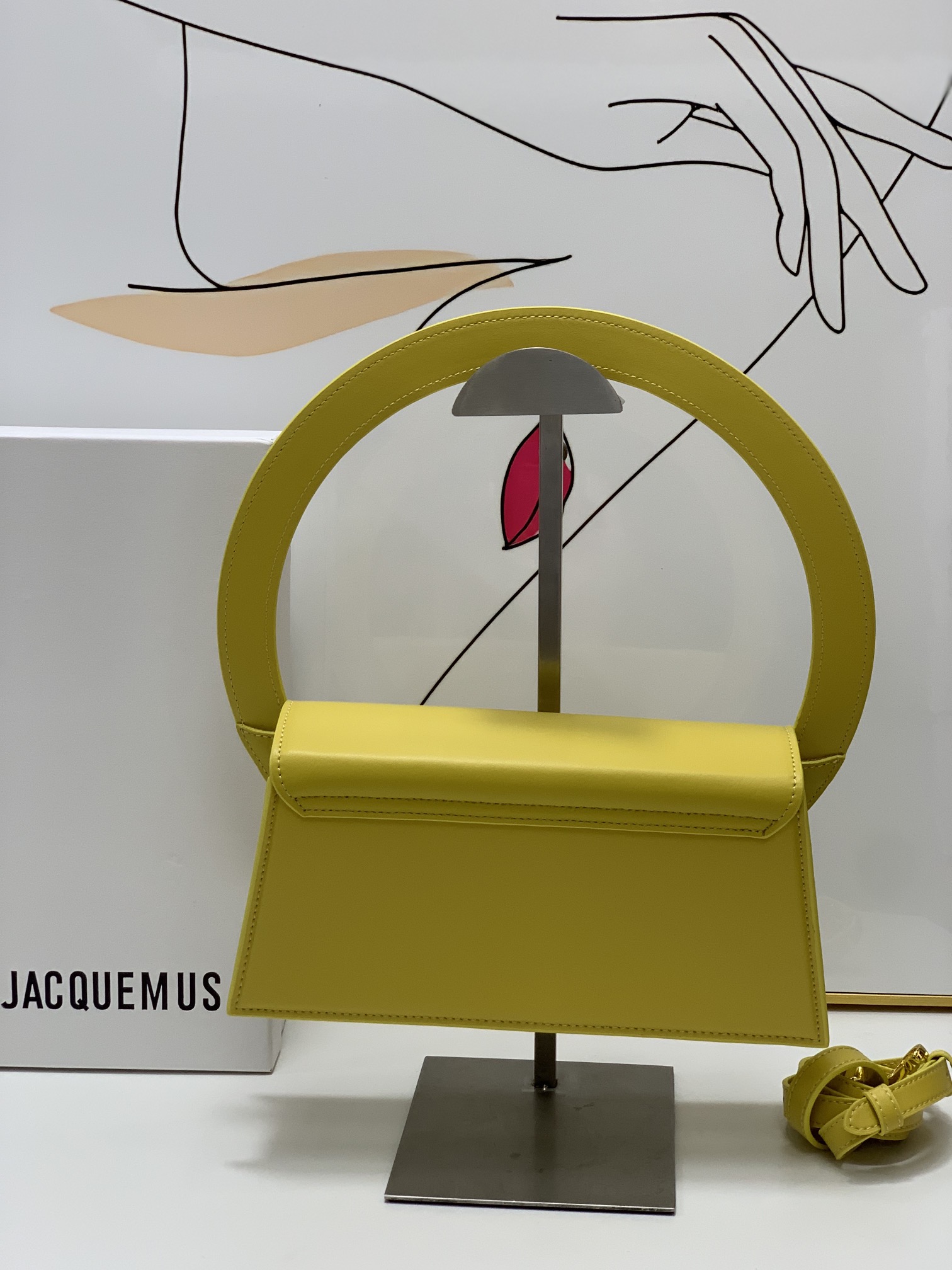 Jacquemus yellow Le Raphia 'Le Sac Rond' Ba
