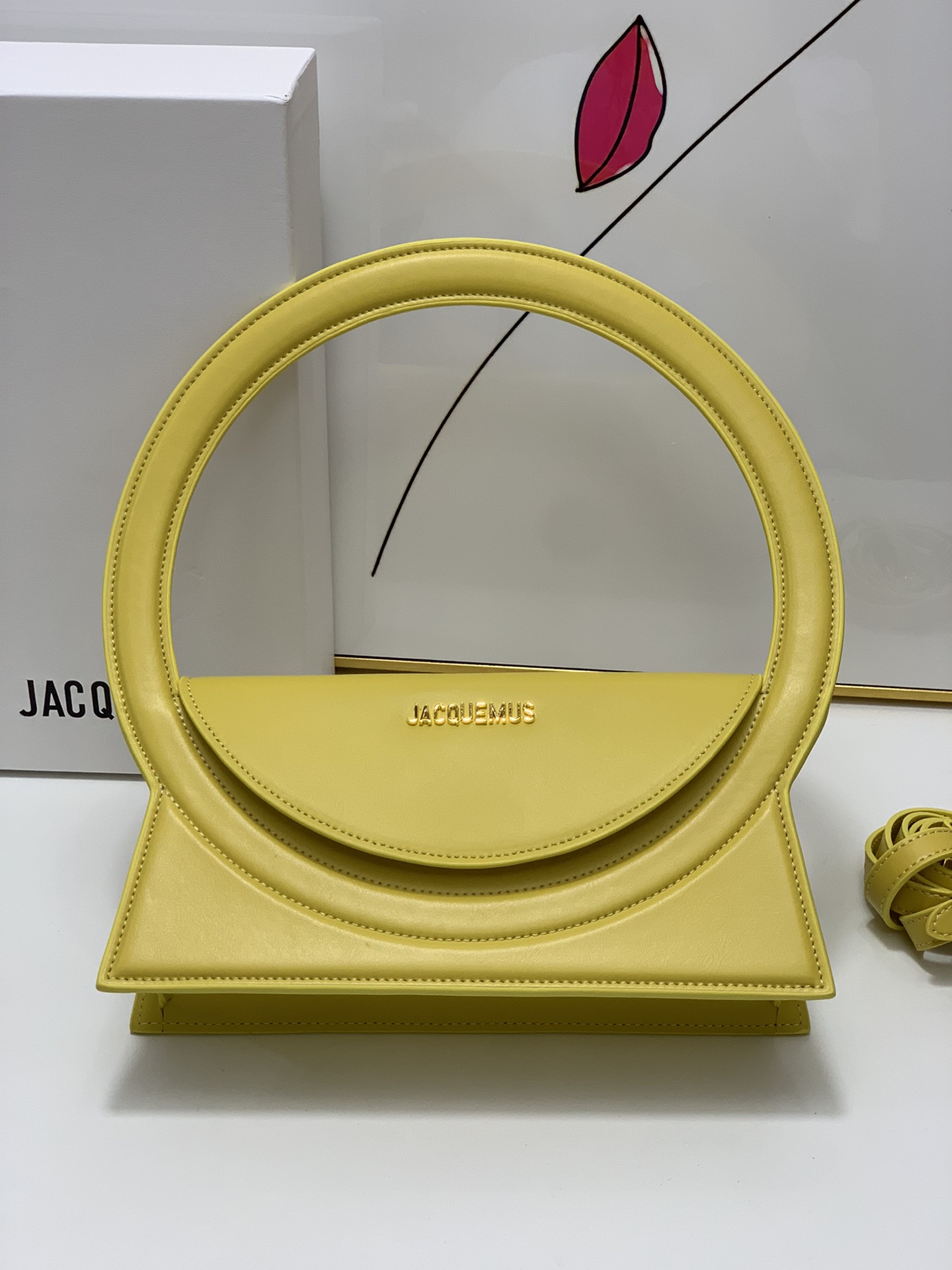 Jacquemus yellow Le Raphia ‘Le Sac Rond’ Ba