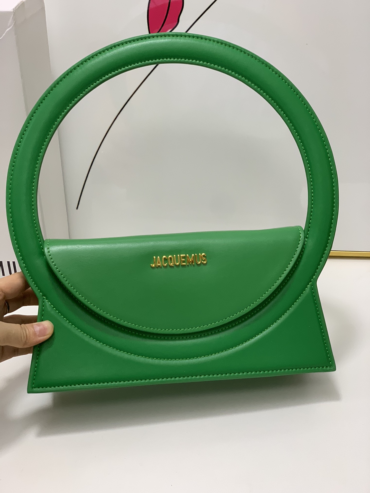 Jacquemus green Le Raphia 'Le Sac Rond' Ba
