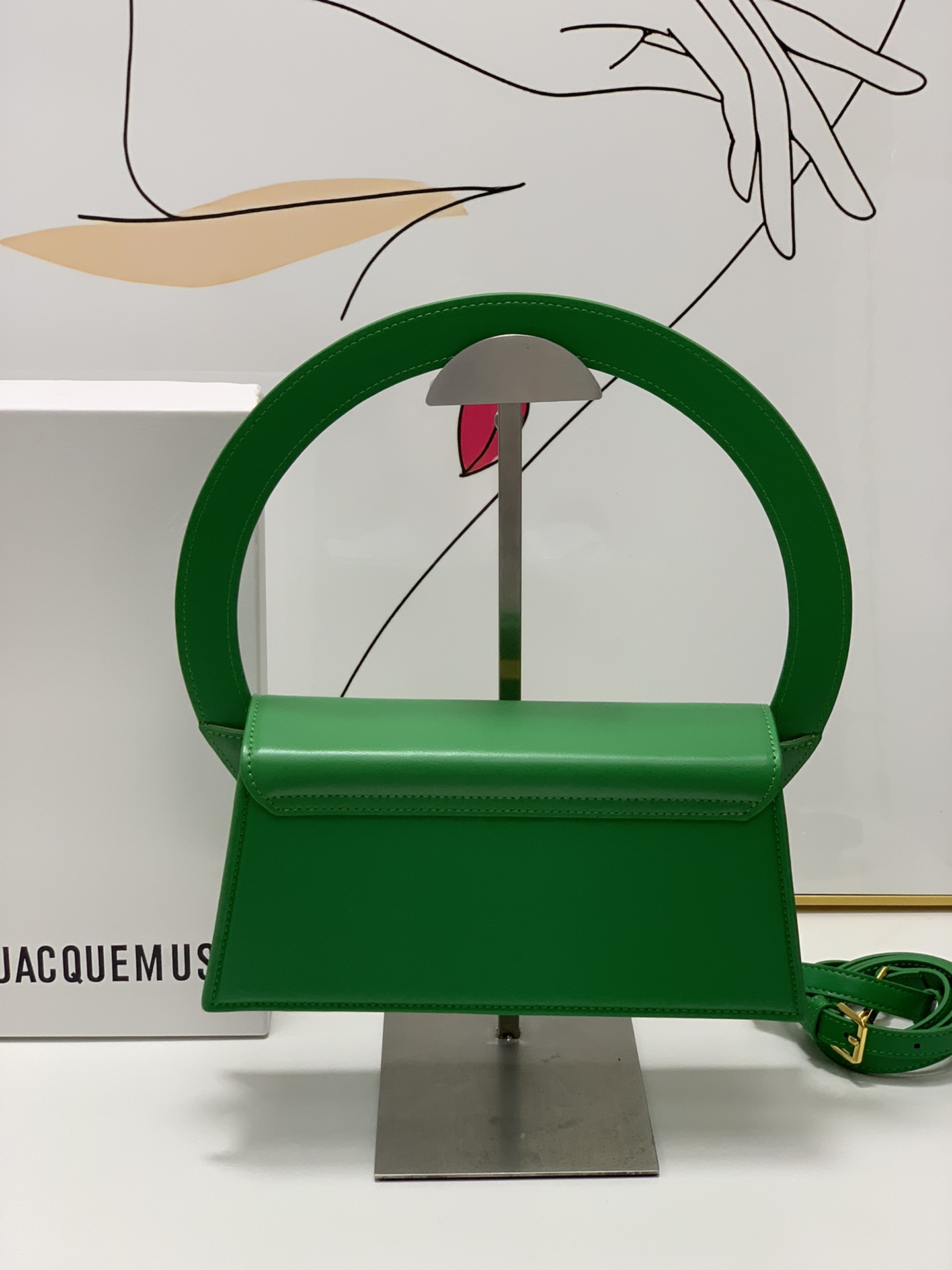 Jacquemus green Le Raphia 'Le Sac Rond' Ba
