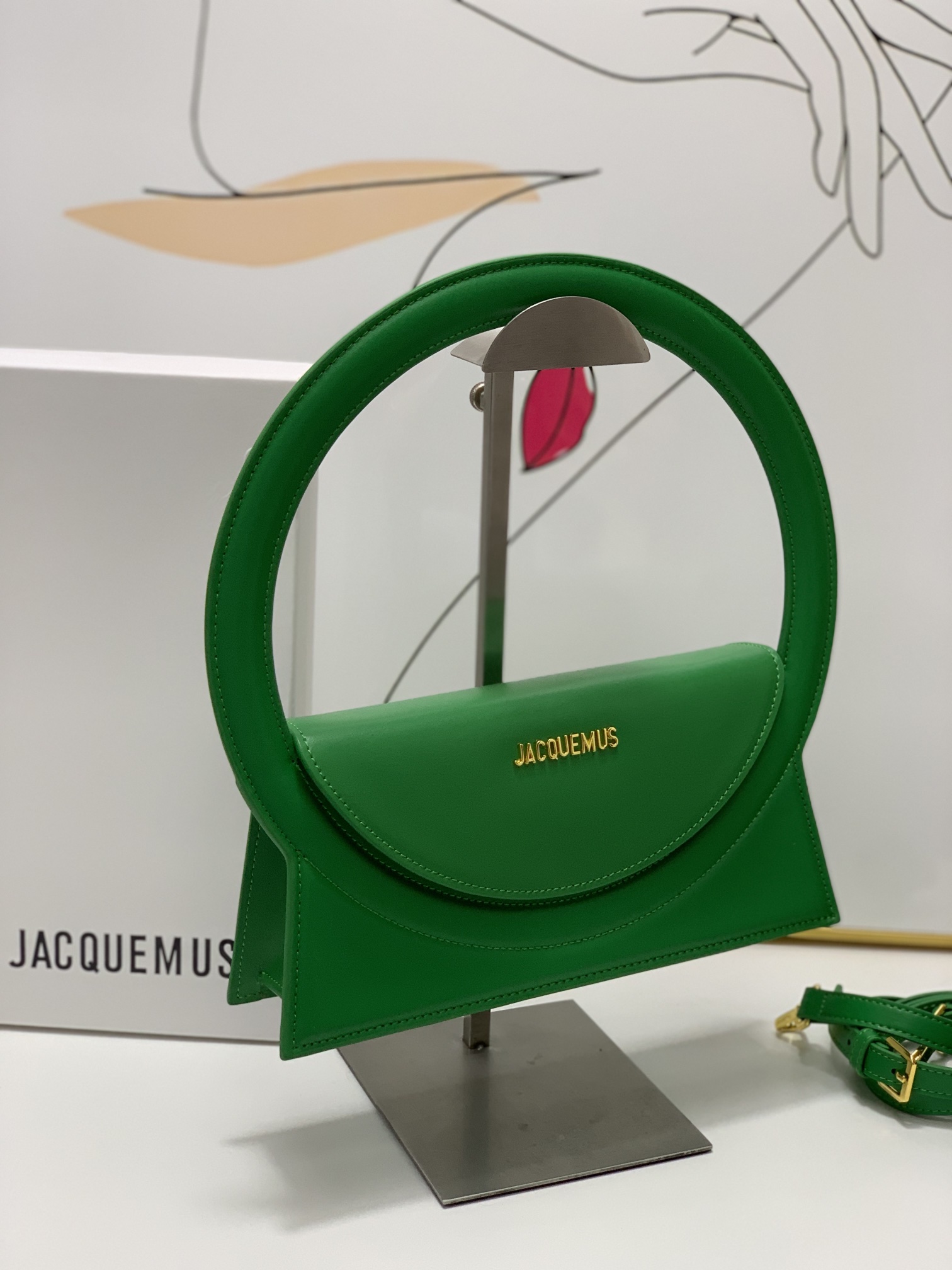 Jacquemus green Le Raphia ‘Le Sac Rond’ Ba