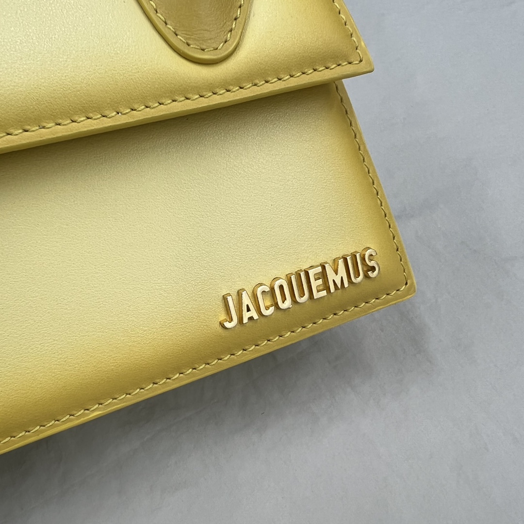 Jacquemus Le Chiquito Noeud Yellow in Leather with Gold-