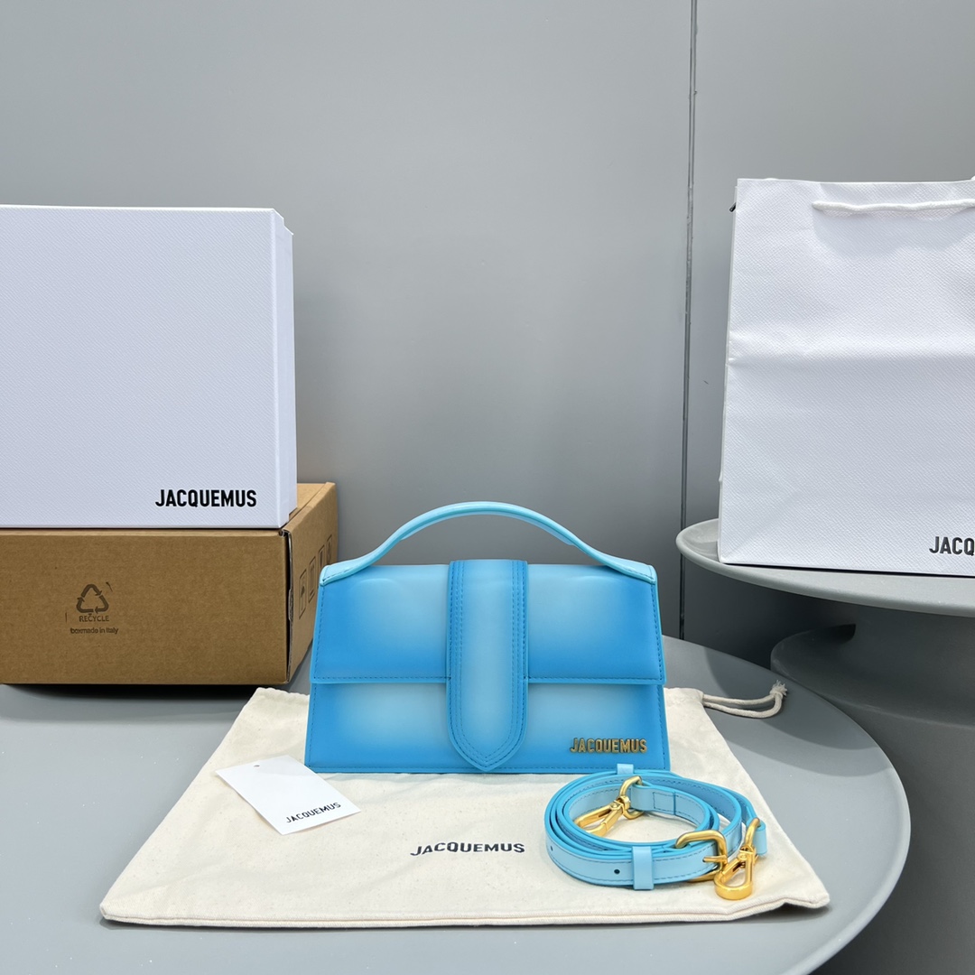 Jacquemus Le Grand Bambino Bag in Blue Leather