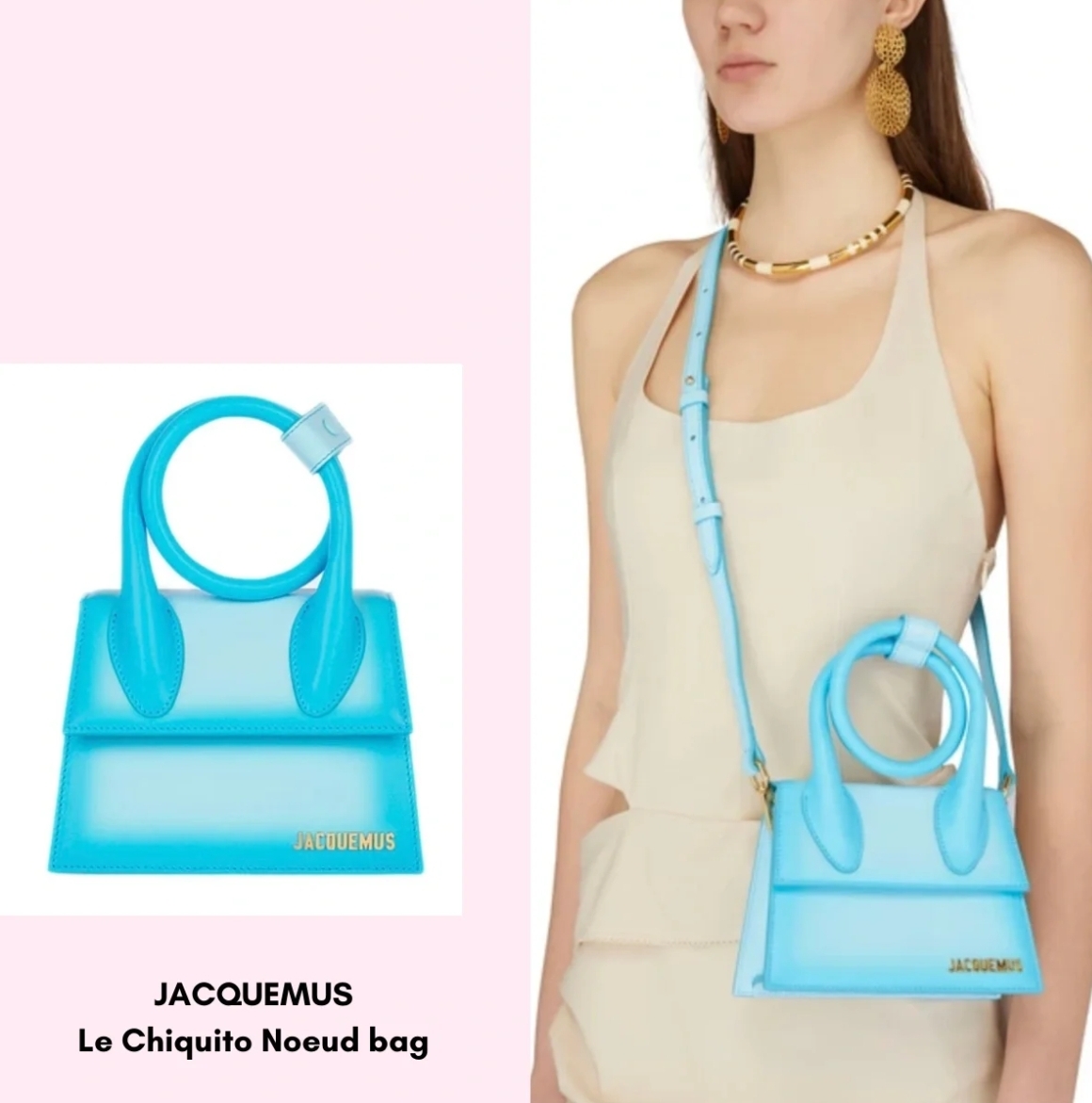 JACQUEMUS Smooth Calfskin Le Chiquito Noeud Blue 1564591