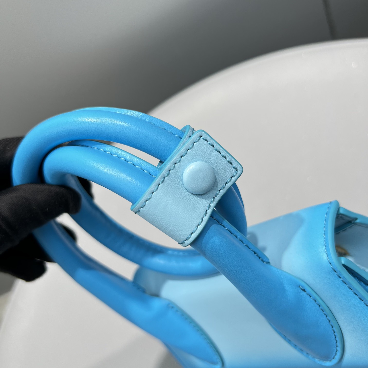 Jacquemus Le Chiquito Noeud Coiled Handbag  LIGHTBlue in Leathe