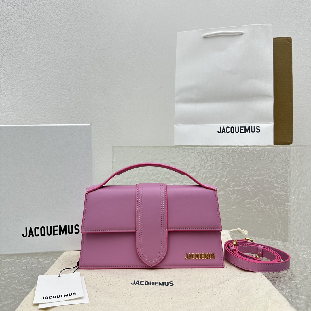 JACQUEMUS Le Grand Bambino bag in neon pink leather |