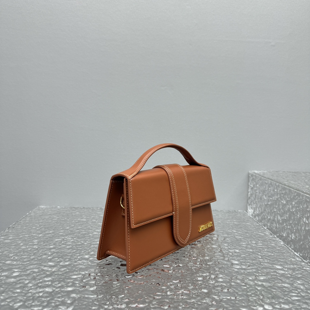 Jacquemus Leather Le Grand Bambino Top-Handle Bag in Brown