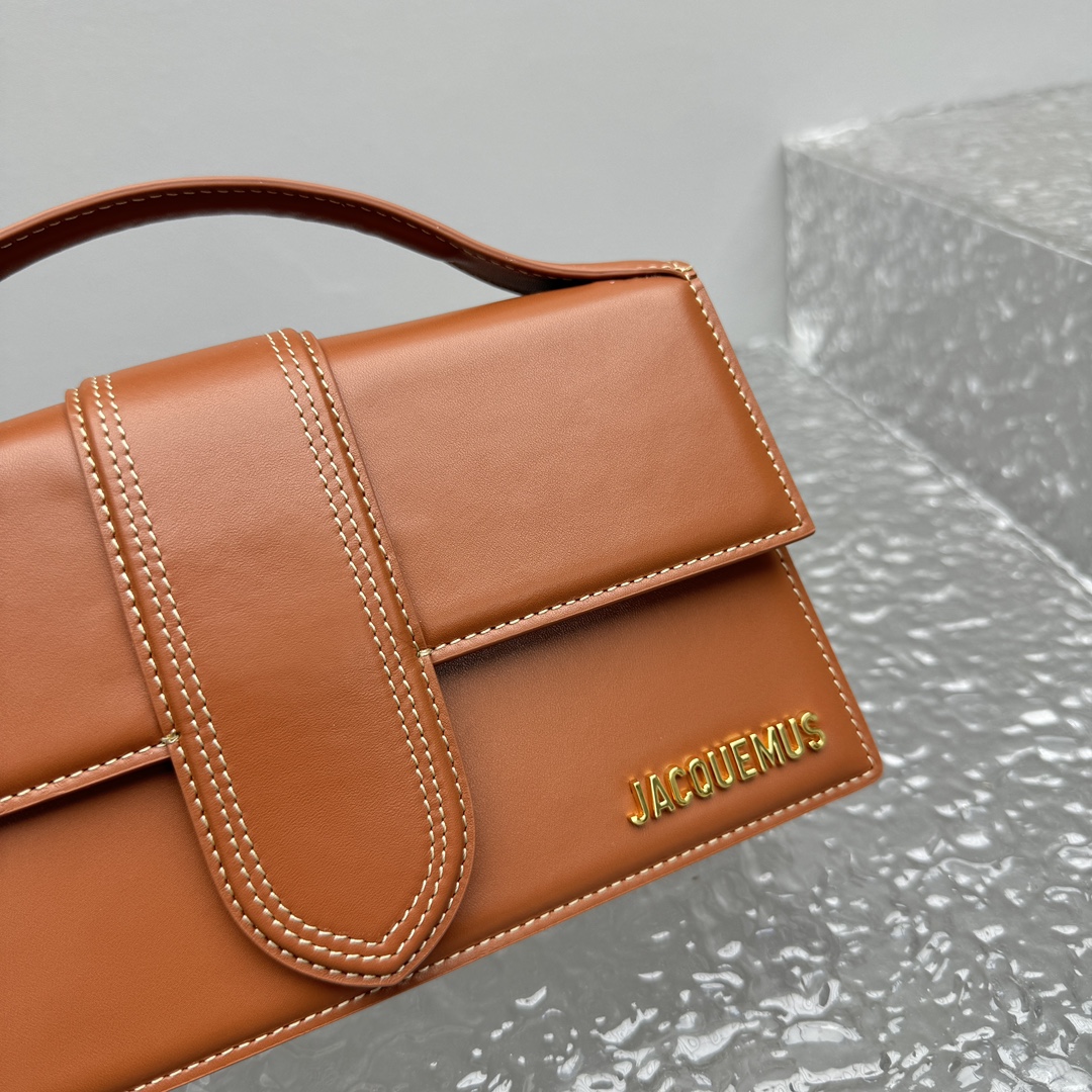 Jacquemus Leather Le Grand Bambino Top-Handle Bag in Brown