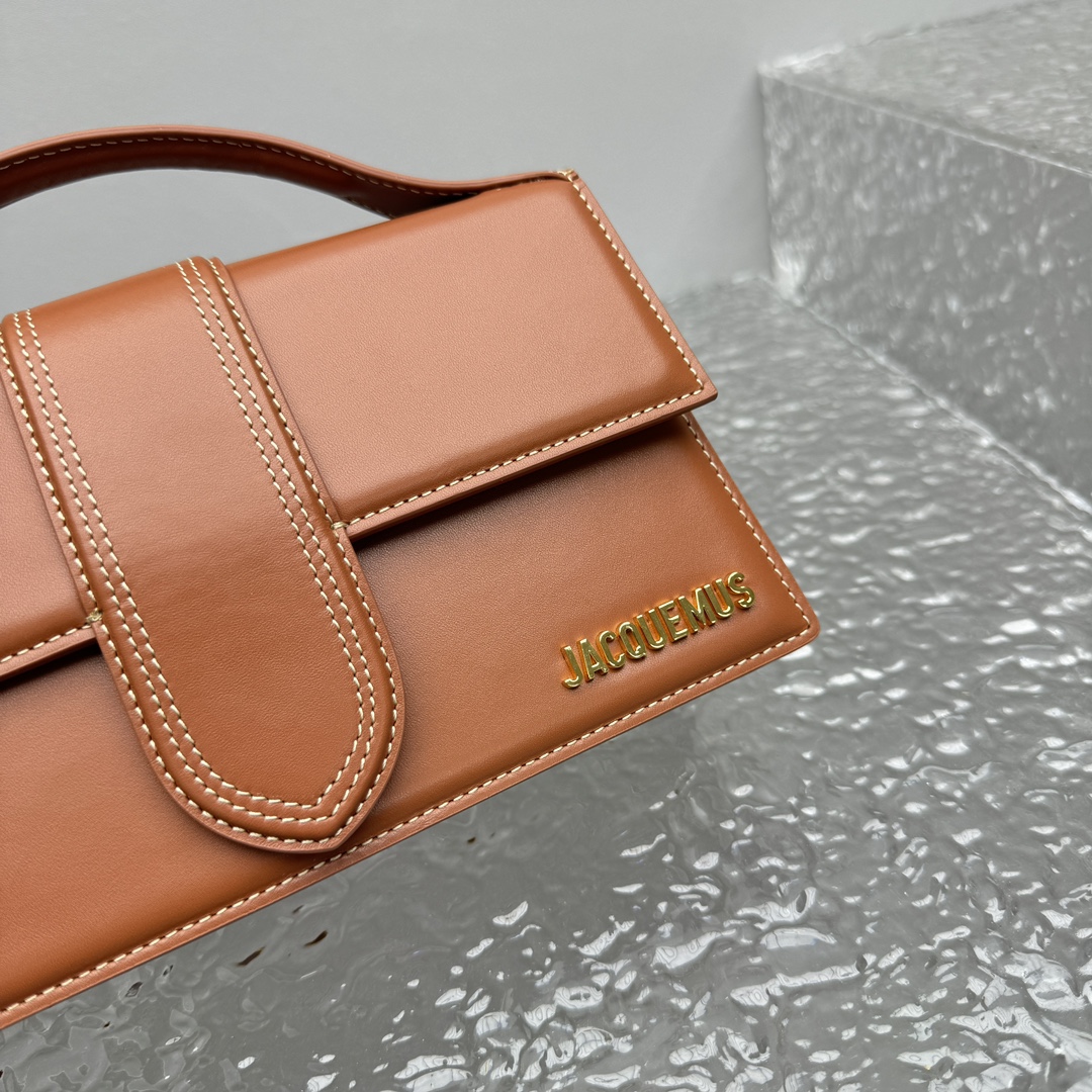 Jacquemus Leather Le Grand Bambino Top-Handle Bag in Brown