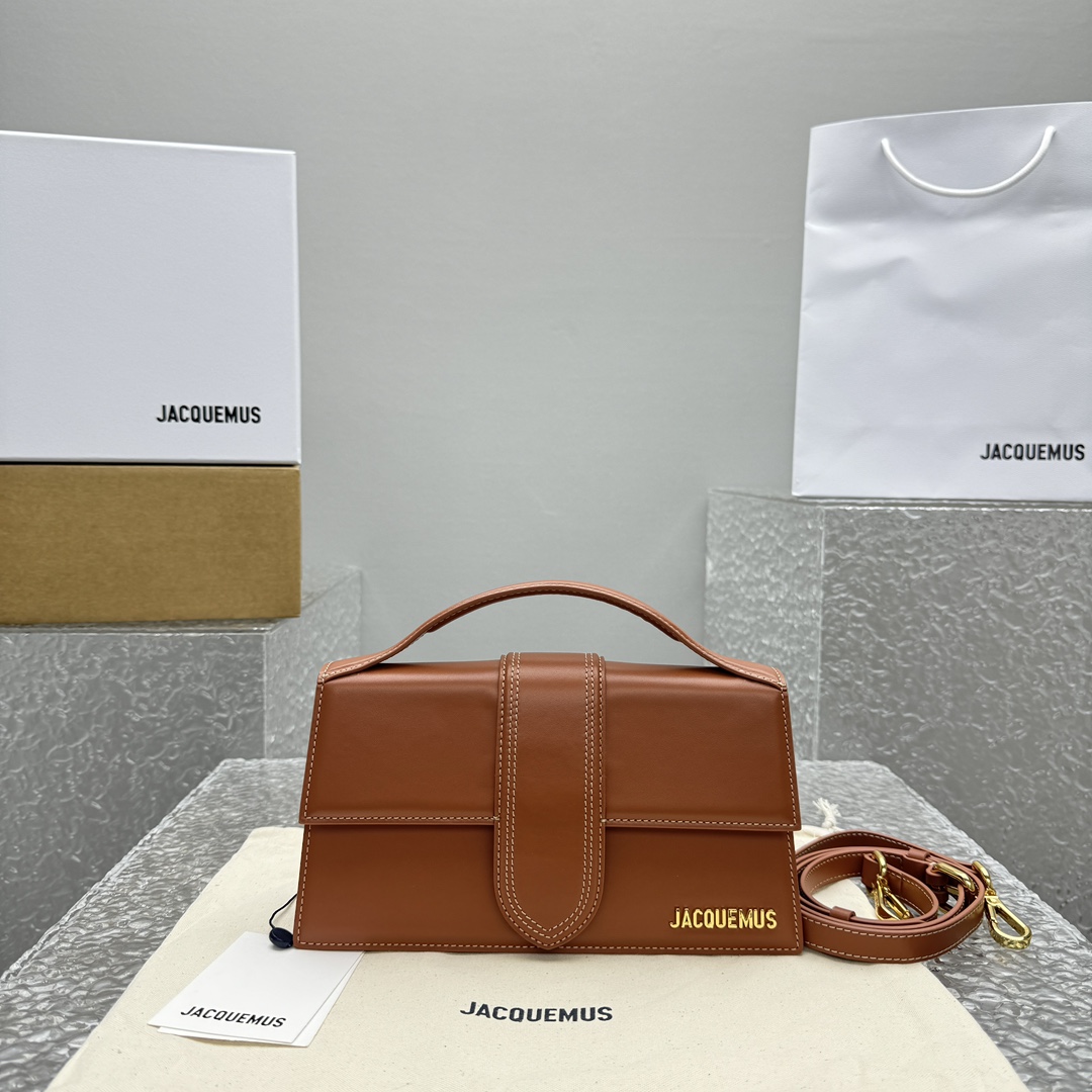 Jacquemus Leather Le Grand Bambino Top-Handle Bag in Brown