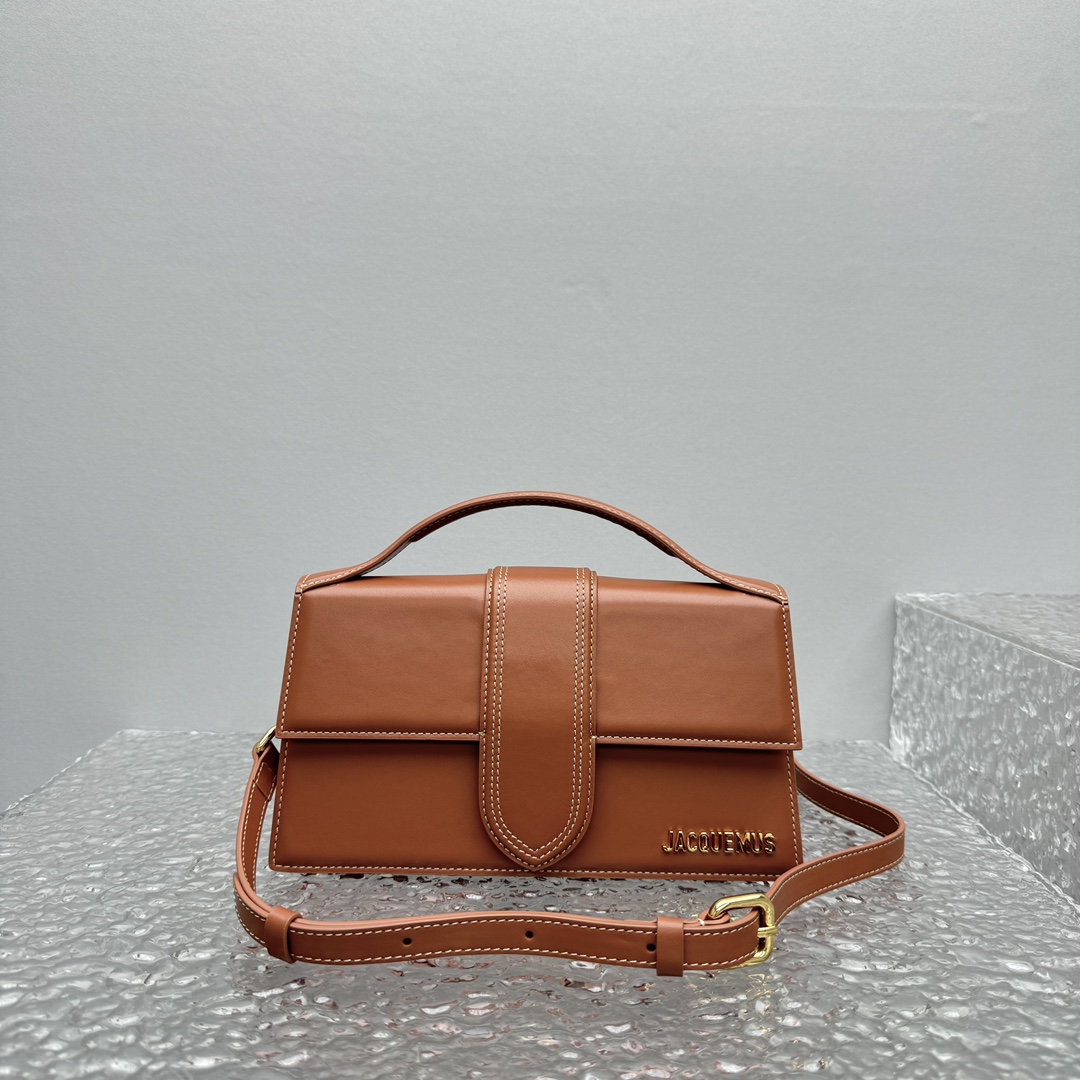 Jacquemus Leather Le Grand Bambino Top-Handle Bag in Brown