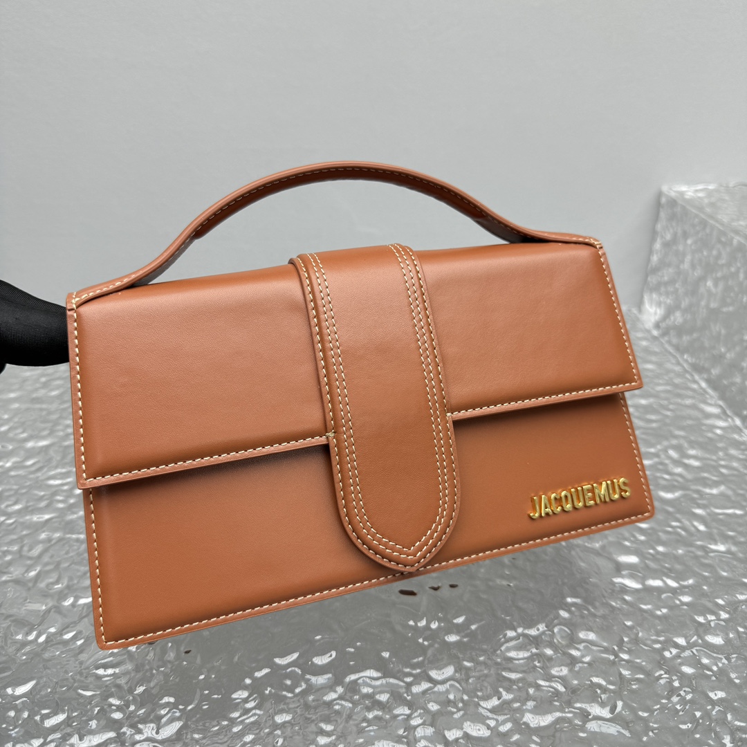 Jacquemus Leather Le Grand Bambino Top-Handle Bag in Brown